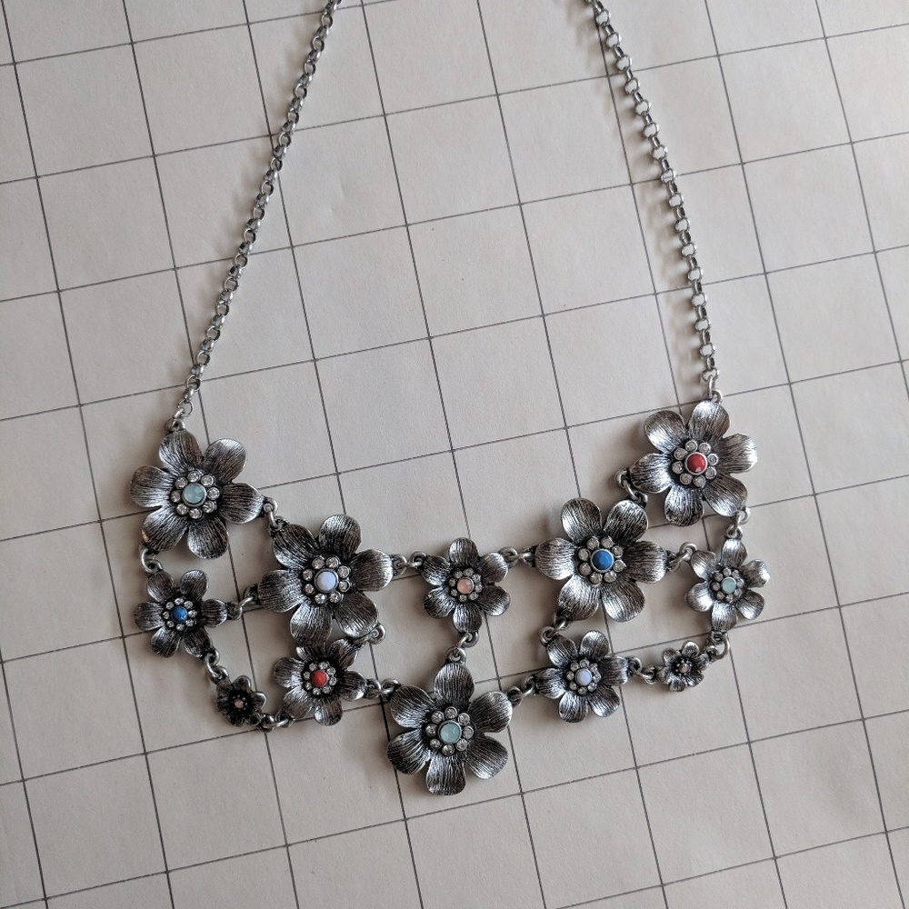 Pewter flower necklace